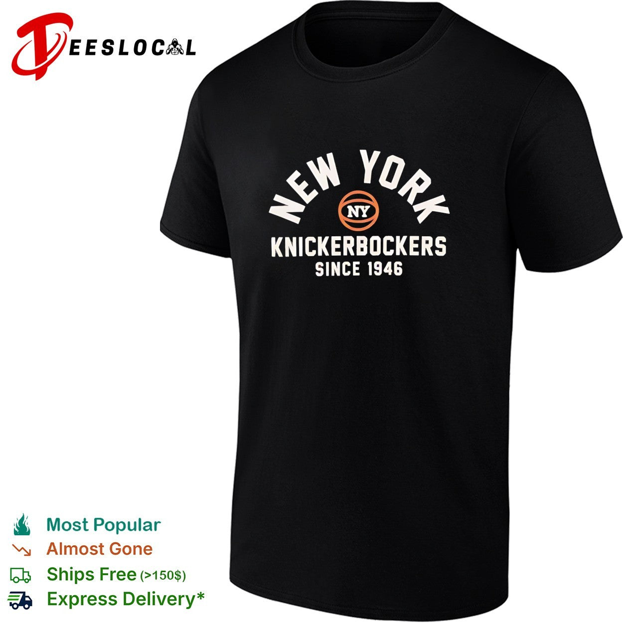 New York Knicks knickerbockers since 1946 wordmark badge shirt