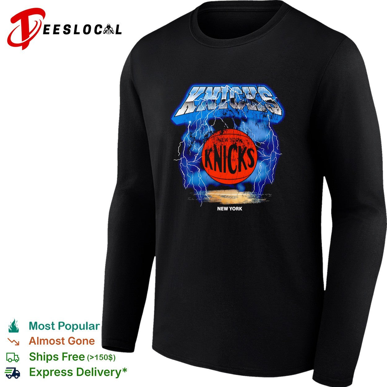 New York Knicks lightning storm arena scene grunge rock style art shirt