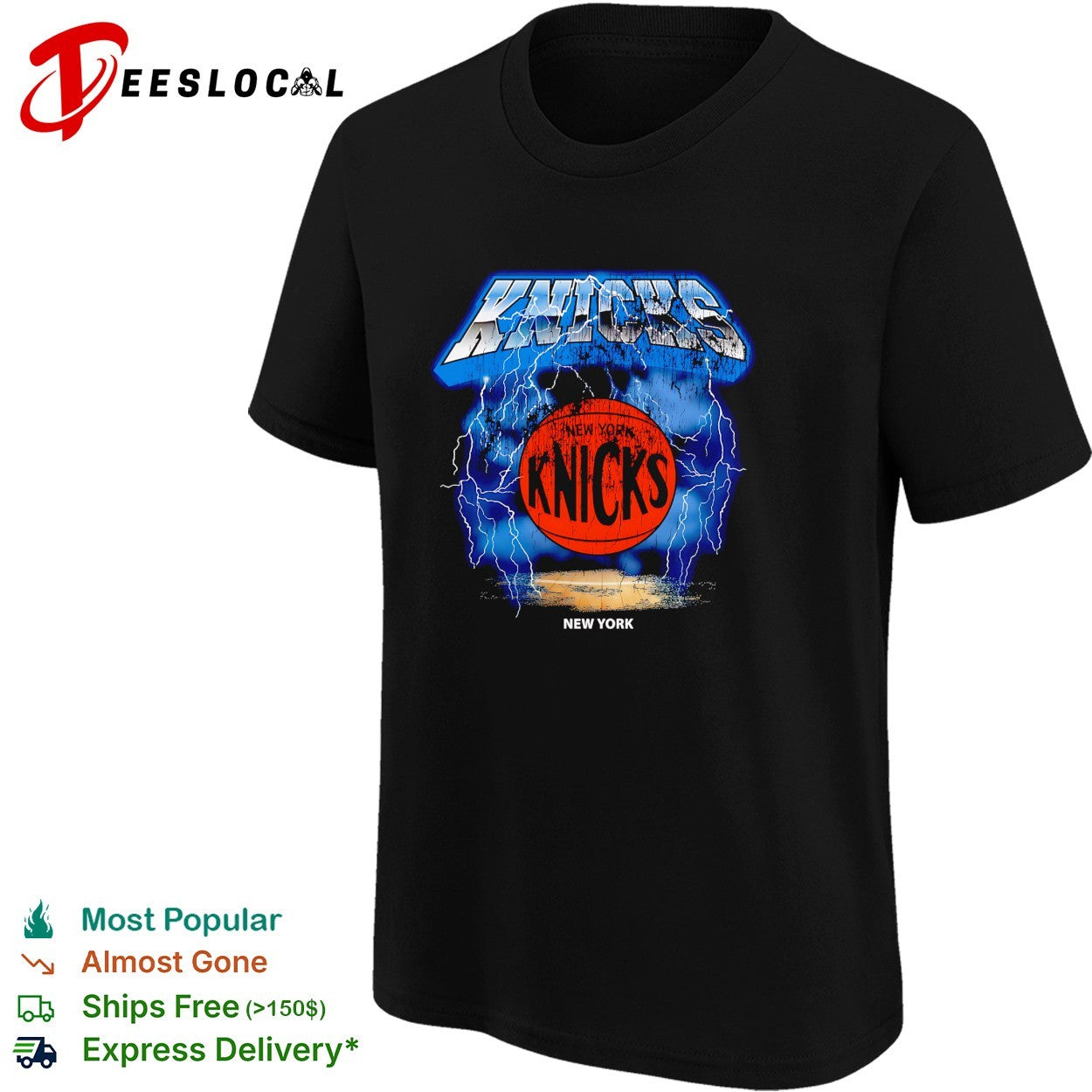 New York Knicks lightning storm arena scene grunge rock style art shirt