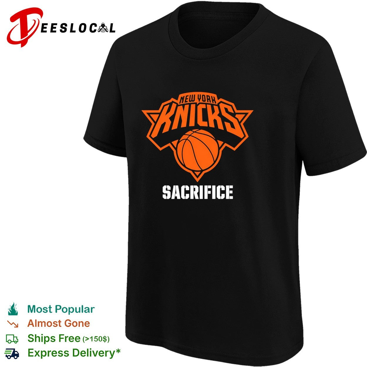 New York Knicks logo with sacrifice text basketball shirt
