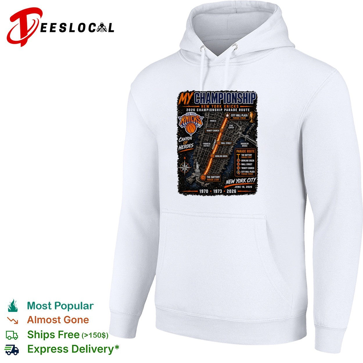 New York Knicks my championship 2026 parade route Canyon of Heroes city map shirt