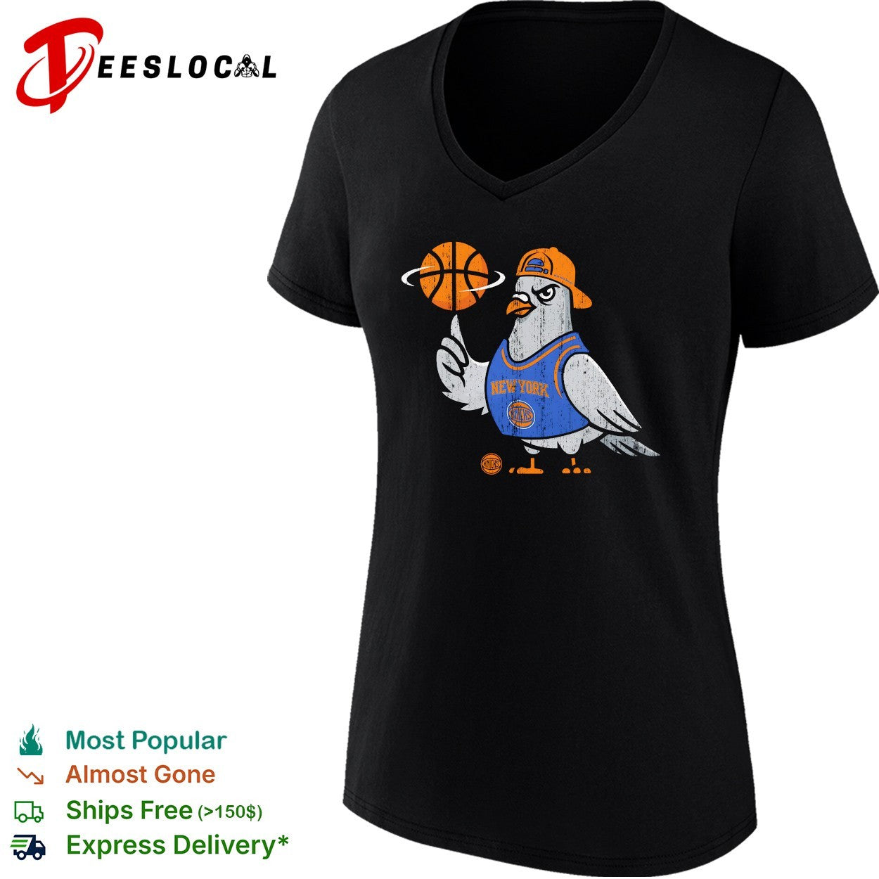 New York Knicks pigeon spinning basketball street mascot art shirt