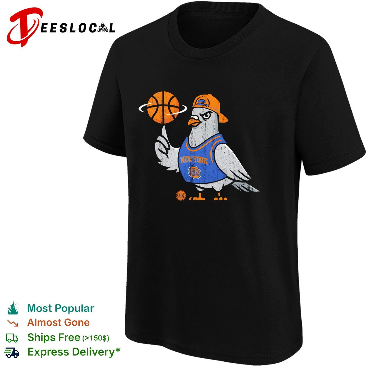 New York Knicks pigeon spinning basketball street mascot art shirt