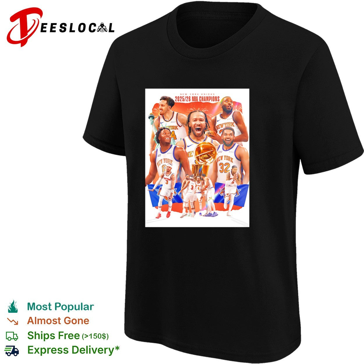 New York Knicks team 2025 2026 NBA Champions trophy shirt