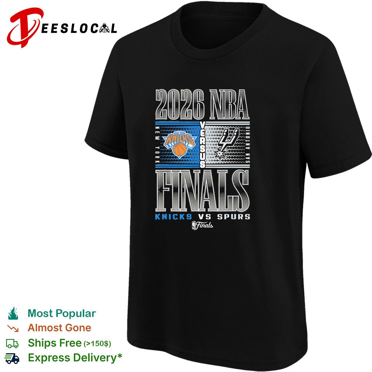 New York Knicks vs San Antonio Spurs 2026 NBA Finals commemorative team fan shirt