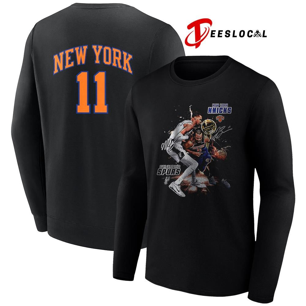 New York Knicks vs San Antonio Spurs name and number graphic signature shirt