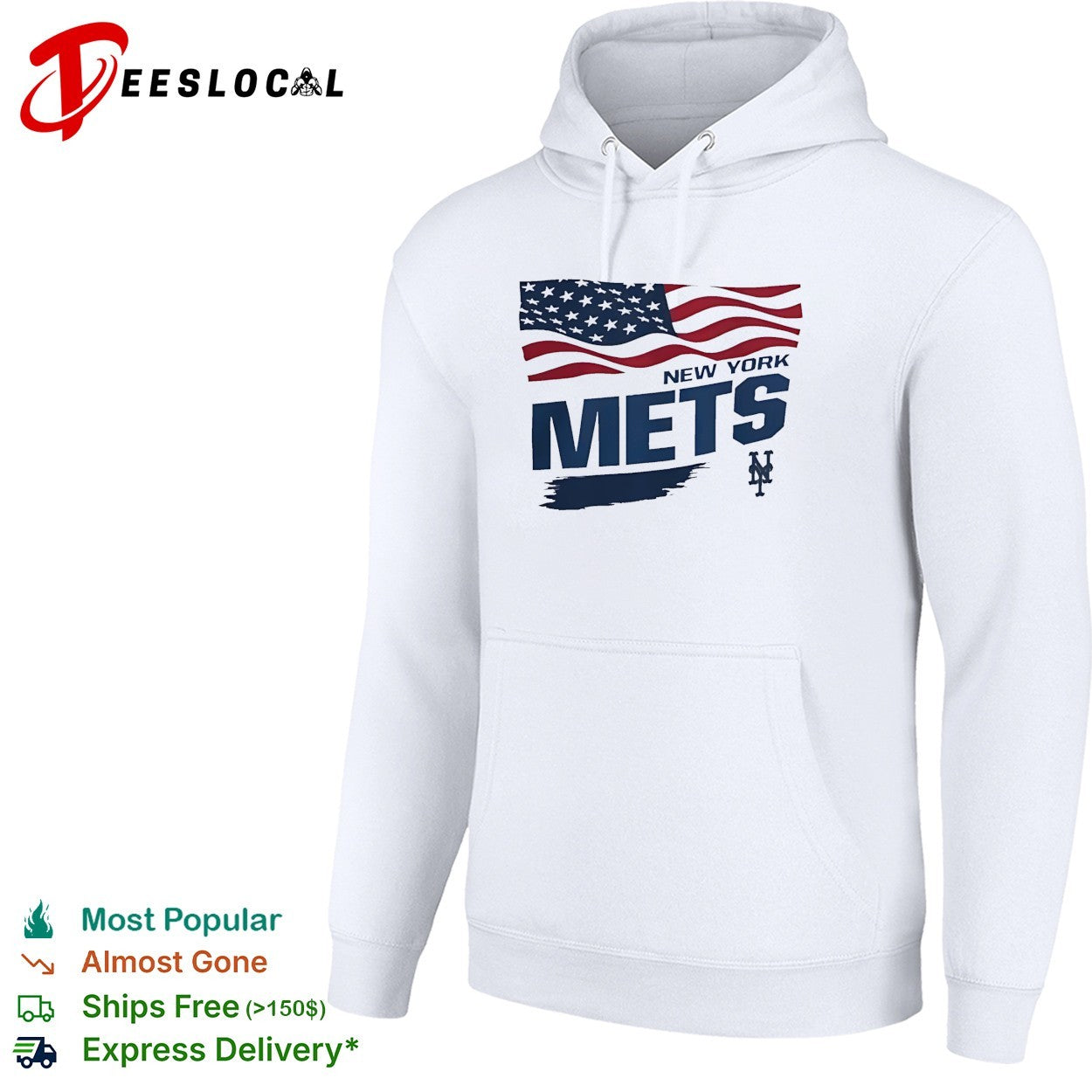 New York Mets waving American flag MLB shirt