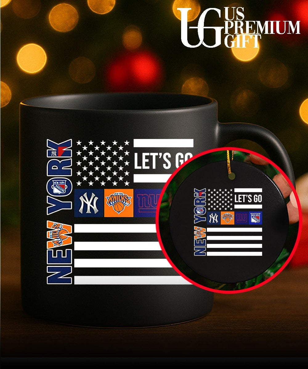 New York Sport Teams Yankees Knicks Giants Rangers American Flag shirt