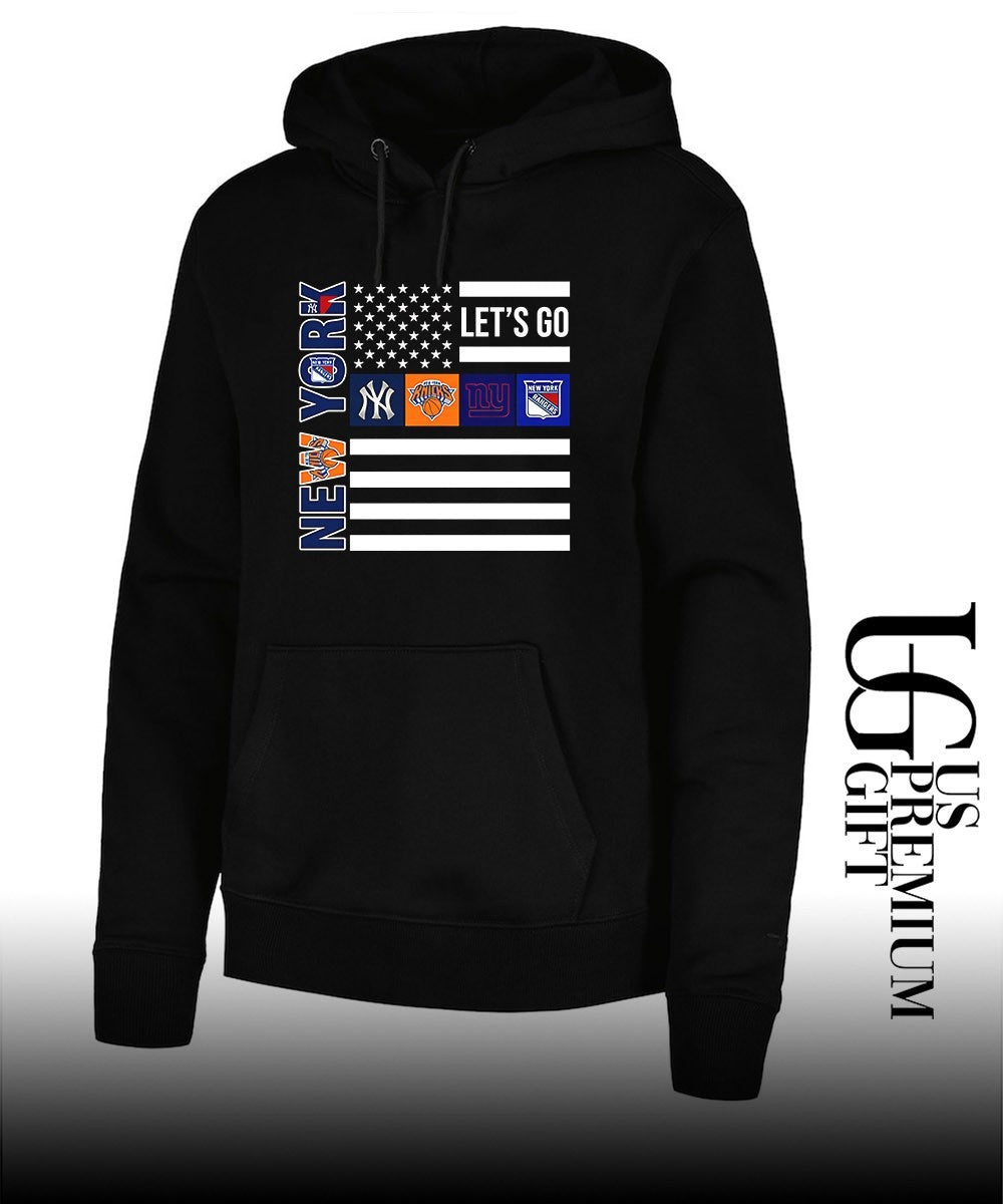 New York Sport Teams Yankees Knicks Giants Rangers American Flag shirt