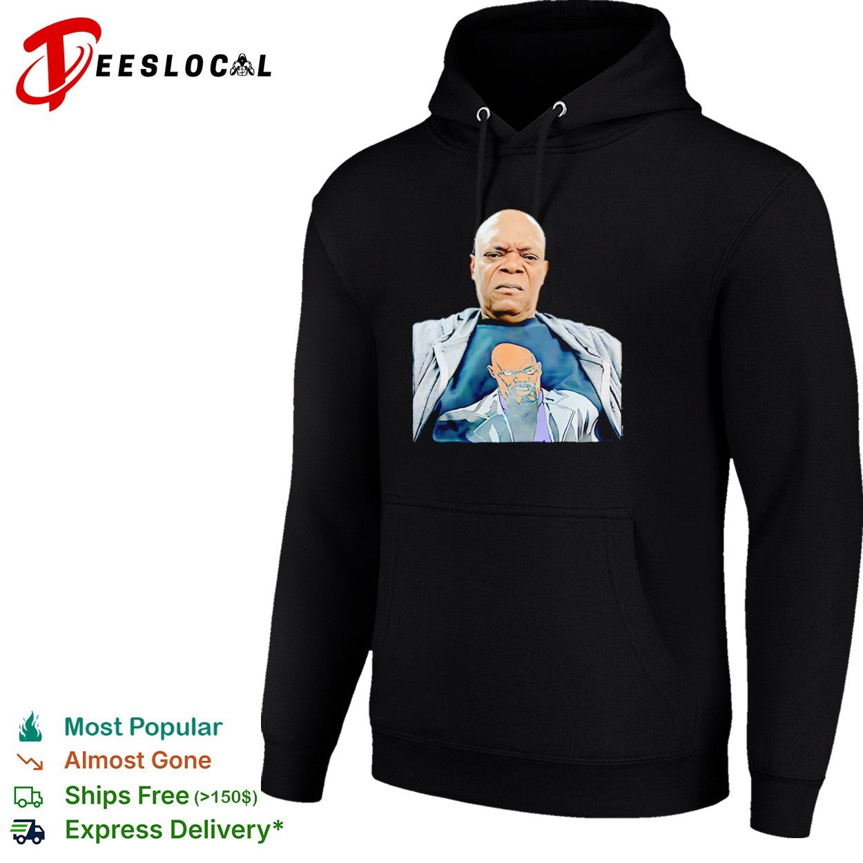 Nick Fury wearing Nick Fury t-shirt portrait funny shirt