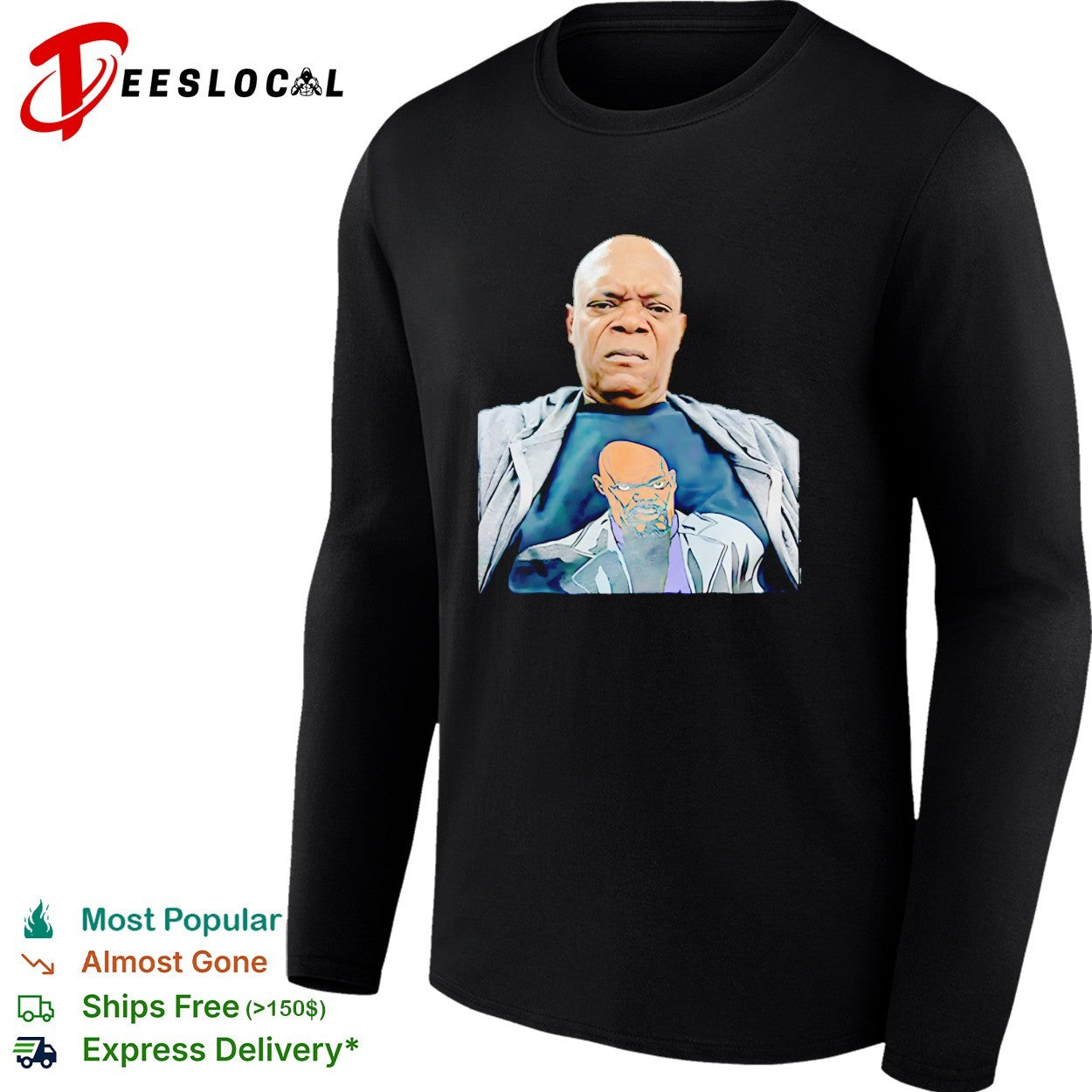 Nick Fury wearing Nick Fury t-shirt portrait funny shirt