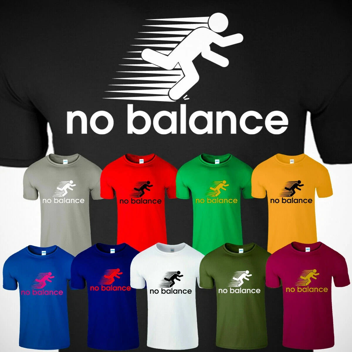 No Balance Mens T-Shirt New Funny Running Motivation Success Gifts Causal Tee