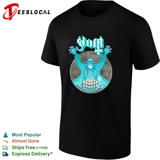 Noir mysterious masked figure Rubik’s cube gothic dark graphic shirt
