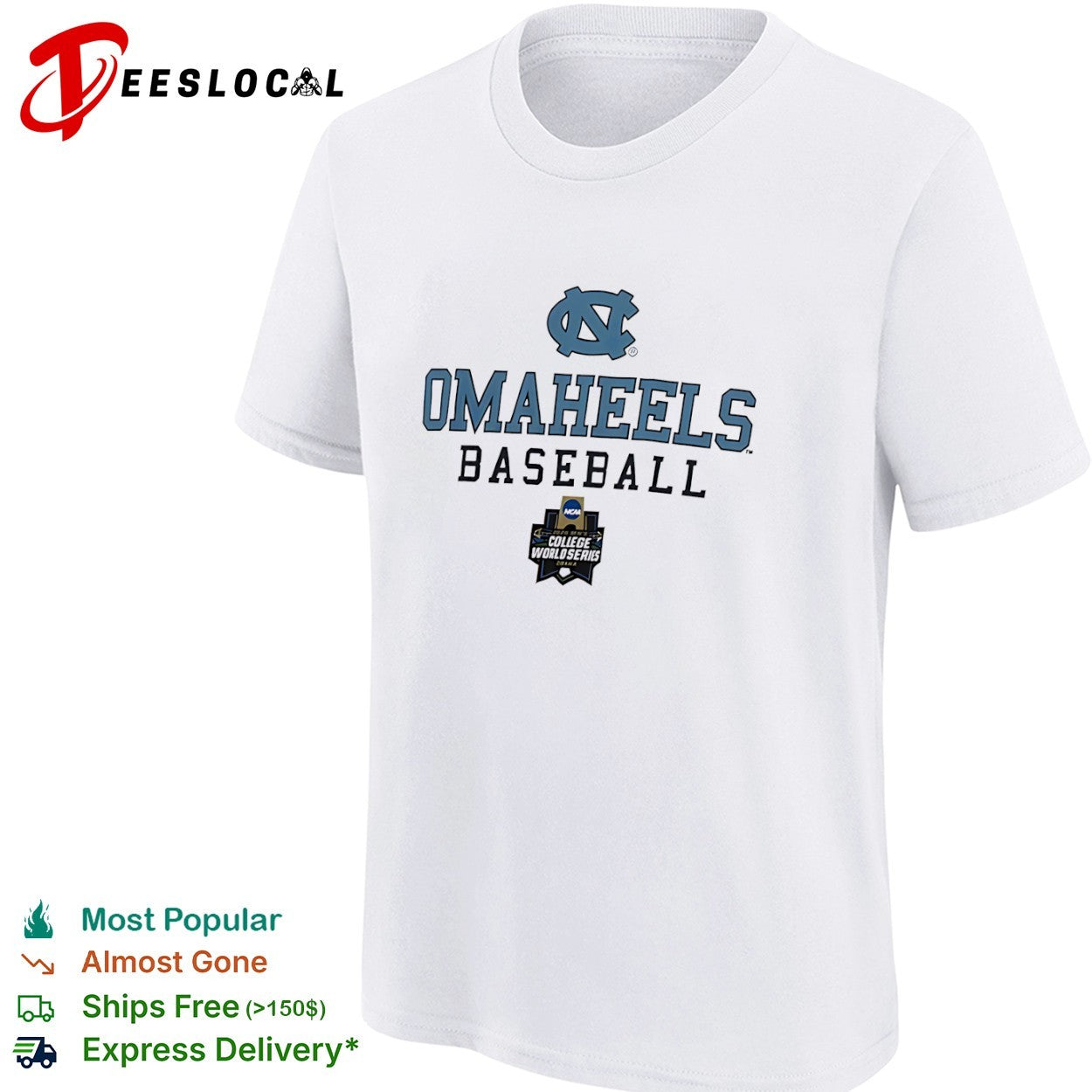 North Carolina Tar Heels OMAHEELS Baseball 2024 NCAA College World Series Omaha shirt