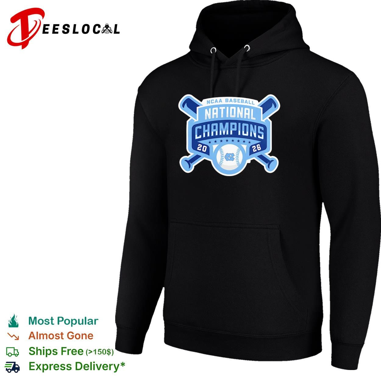 North Carolina Tar Heels national champions crossed bats NCAA baseball 2026 NC shirt