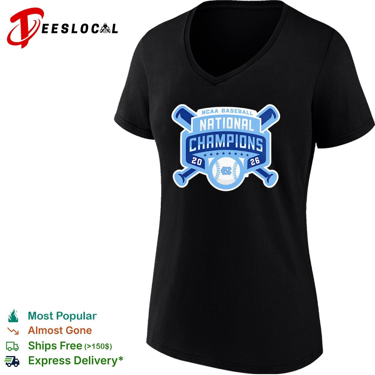 North Carolina Tar Heels national champions crossed bats NCAA baseball 2026 NC shirt