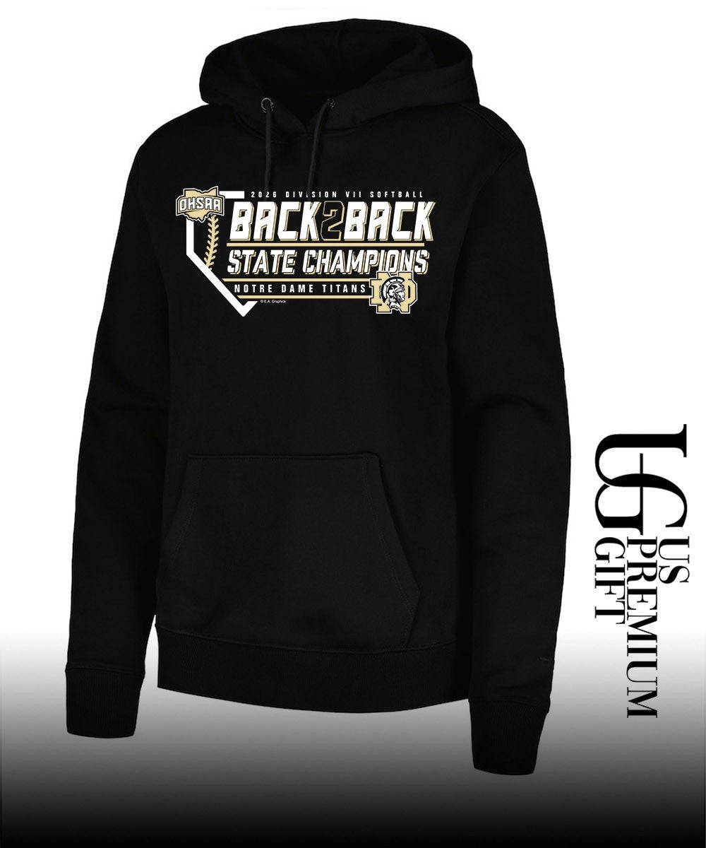 Notre Dame Titans 2026 OHSAA Division VII Softball Back2Back State Champions shirt