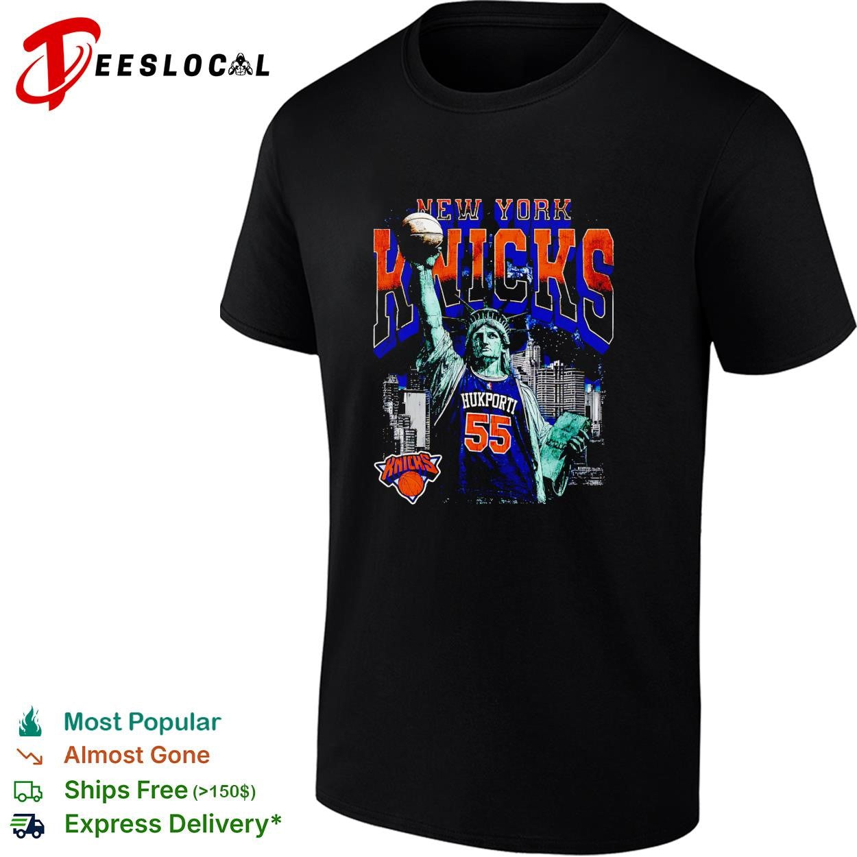 Nukporti 55 New York Knicks Statue of Liberty skyline basketball shirt