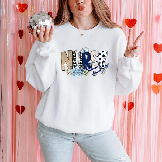 Nurse Sweatshirt, Nursing Shirt , Cute Nurse Tee, Cute Nurse Sweatshirt, Coworker Gift, Best Friend Gift, Full Color Print