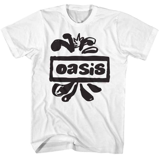 Oasis - Splatter Logo - American Classics - White Adult Short Sleeve T-Shirt - clothing by TeeHivey.com (Image 1)