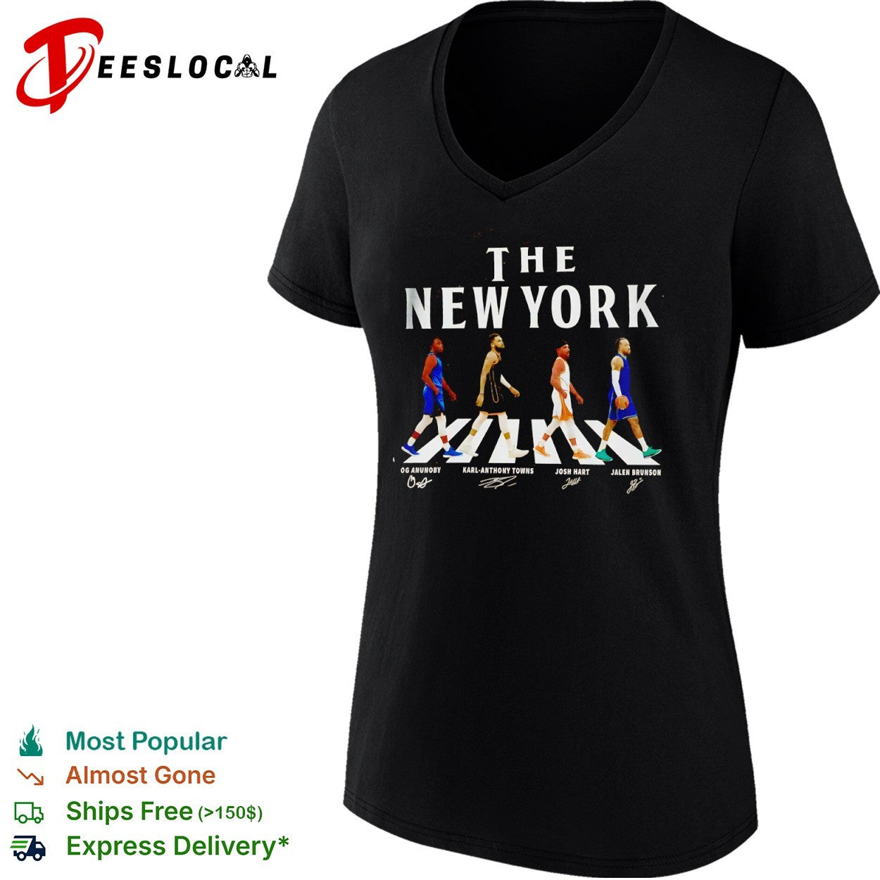 OG Anunoby Karl Anthony Towns Josh Hart Jalen Brunson New York Knicks walking across shirt
