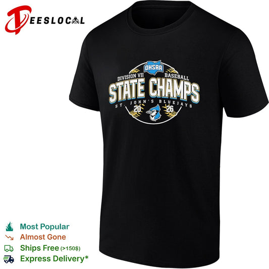 OHSAA Division VII Baseball State Champs St Johns Bluejays 2026 shirt