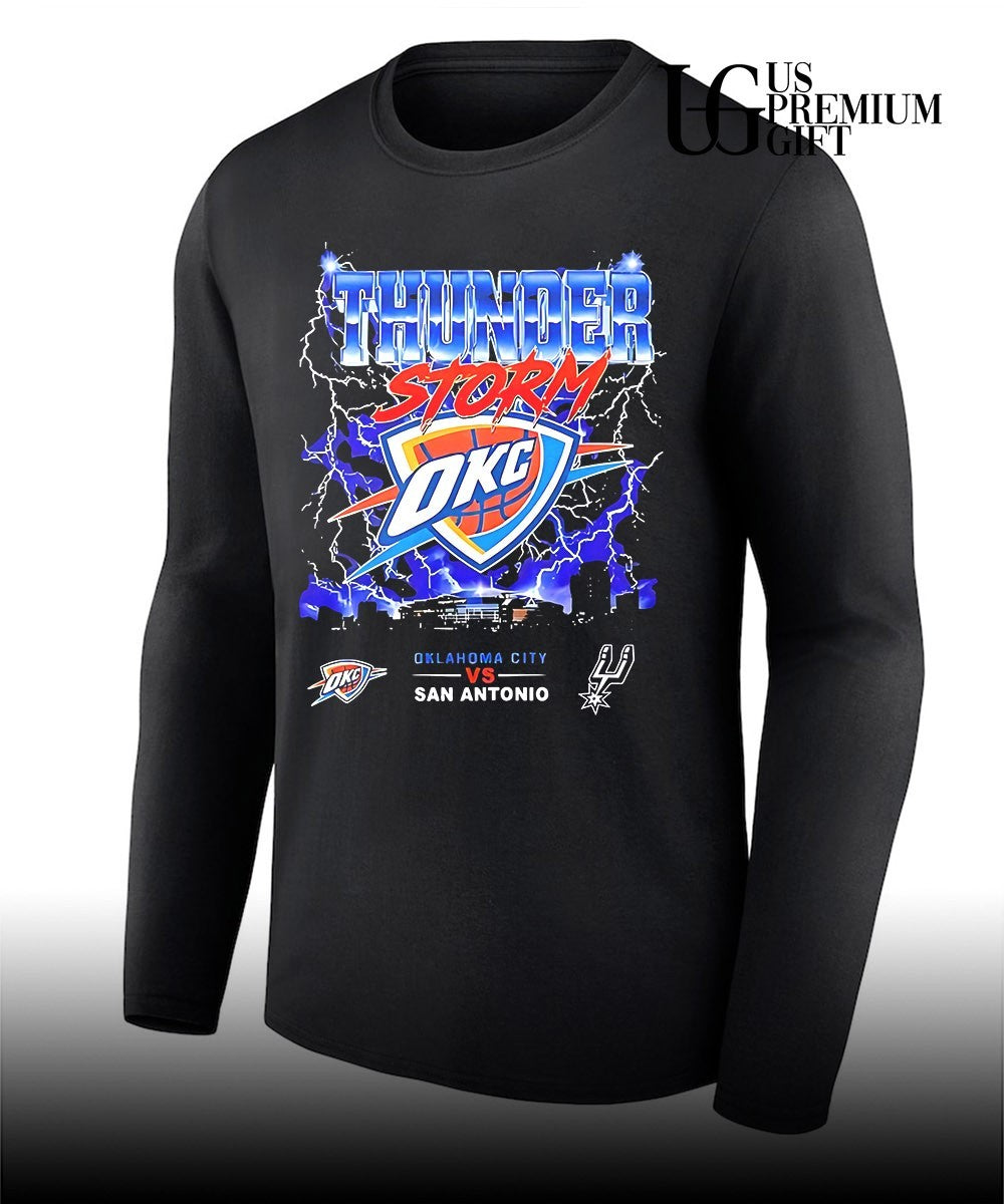 OKC Thunders vs San Antonio Spurs 2026 NBA Western Conference Finals Playoffs Thunderstorm graphic shirt