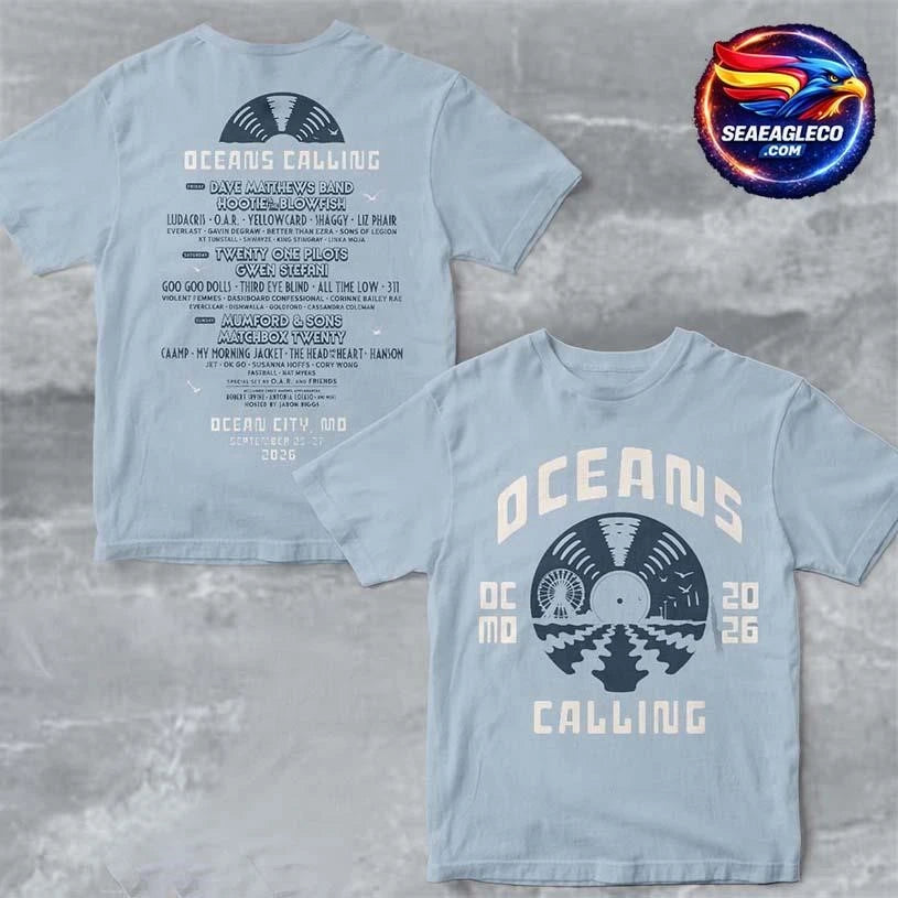Oceans Calling 2026 Festival In Ocean City Maryland From September 25 To 27 2026 Record Lineup Two Sided Shirt