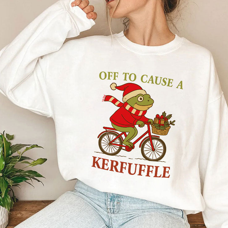 Off To Cause A Kerfuffle Frog Christmas T Shirt