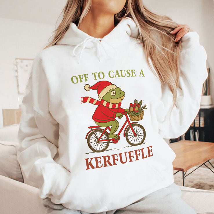Off To Cause A Kerfuffle Frog Christmas T Shirt