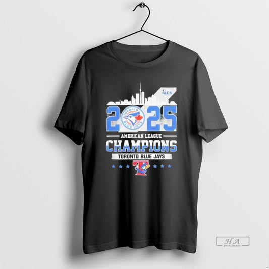 Official 2025 American League Champions Toronto Blue Jays City Skyline - clothing by TeeHivey.com