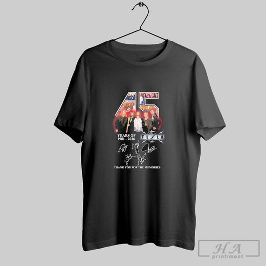 Official 45 Years Of Tesla 1981 2026 Thank You For The Memories - clothing by TeeHivey.com