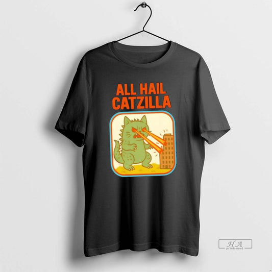 Official All Hail Catzilla Funny Monster Cat Parody - clothing by TeeHivey.com