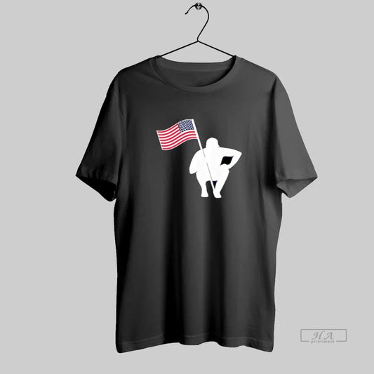 Official American Flag Crouching Figure Holding Usa Flag - clothing by TeeHivey.com