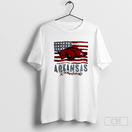 Official Arkansas Razorbacks Football American Flag Sweater