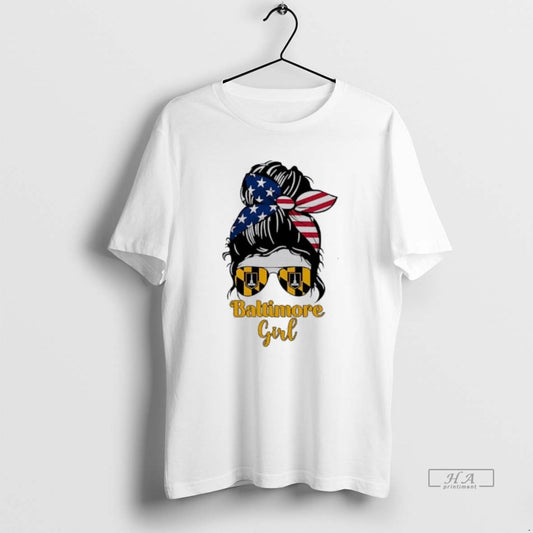 Official Baltimore Girl Messy Bun America - clothing by TeeHivey.com