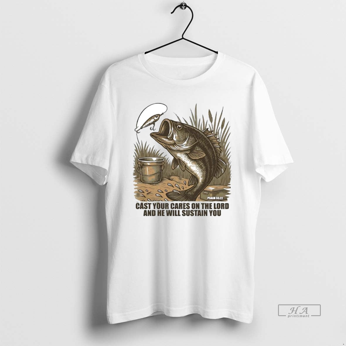 Official Bass Fishing Cast Your Cares On The Lord And He Will Sustain You - clothing by TeeHivey.com