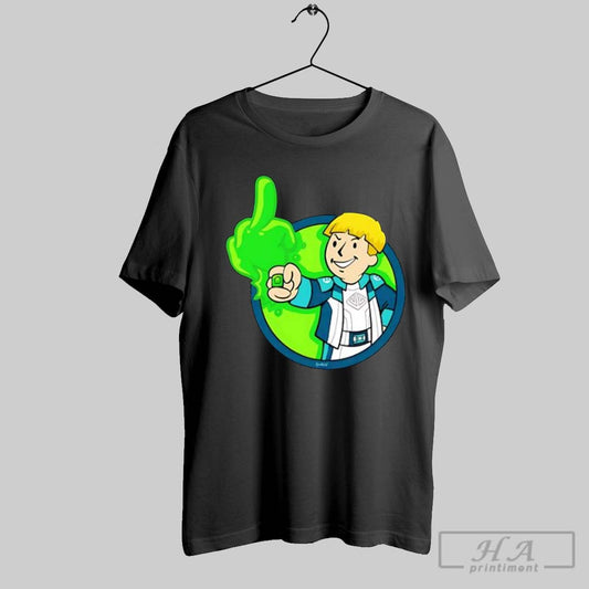 Official Cartoon Boy Middle Finger Green Glow - clothing by TeeHivey.com