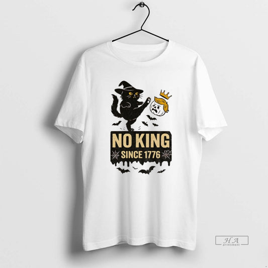 Official Cat Kicks Trump Orange No King Since 1776 Halloween - clothing by TeeHivey.com