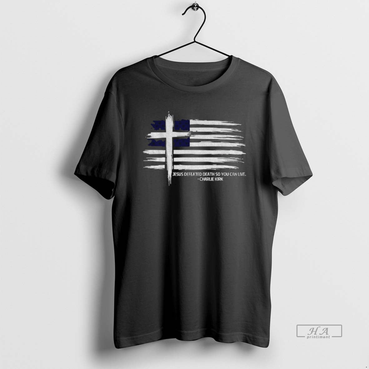 Official Charlie Kirk Memorial Flag Jesus Defeated Death So You Can Live - clothing by TeeHivey.com