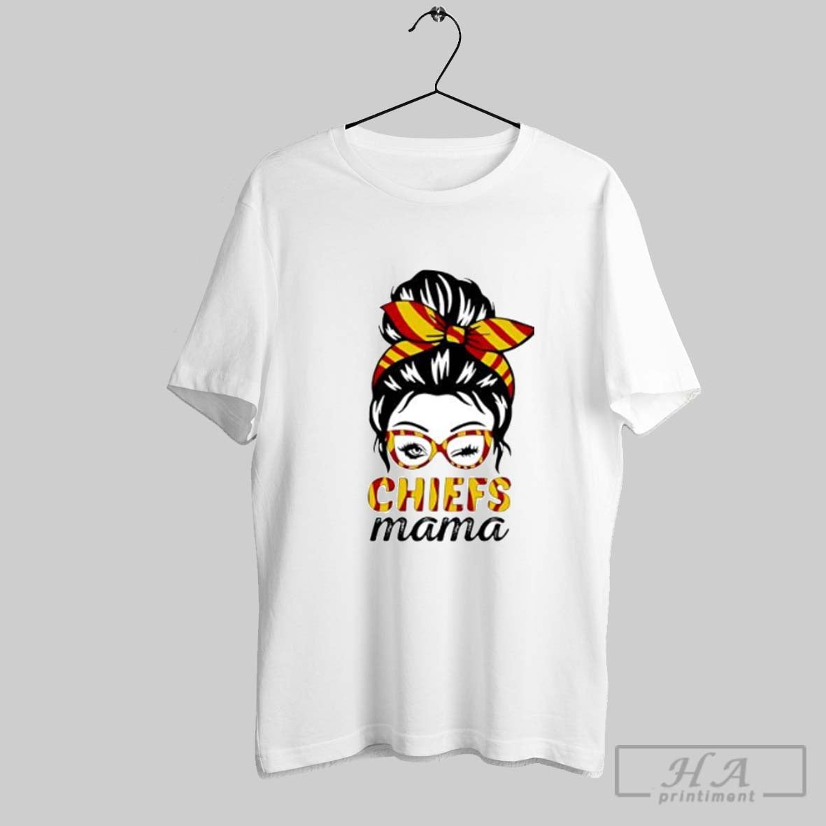 Official Chiefs Mama Winking Eye Messy Bun Leopard Print Football Posters White - clothing by TeeHivey.com