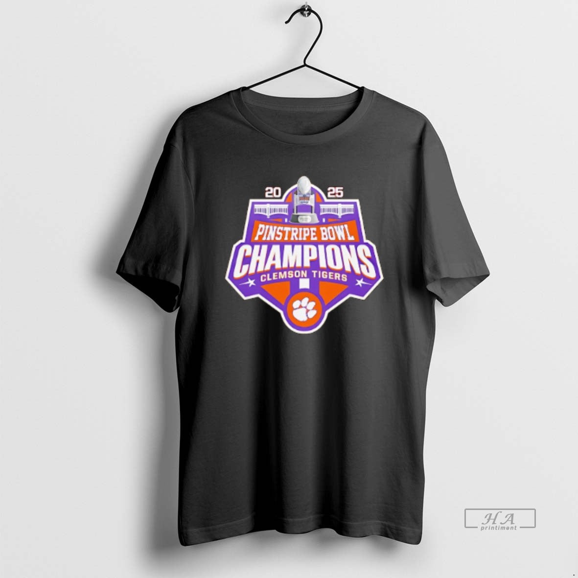 Official Clemson Tigers 2025 Pinstripe Bowl Champions Logo - clothing by TeeHivey.com