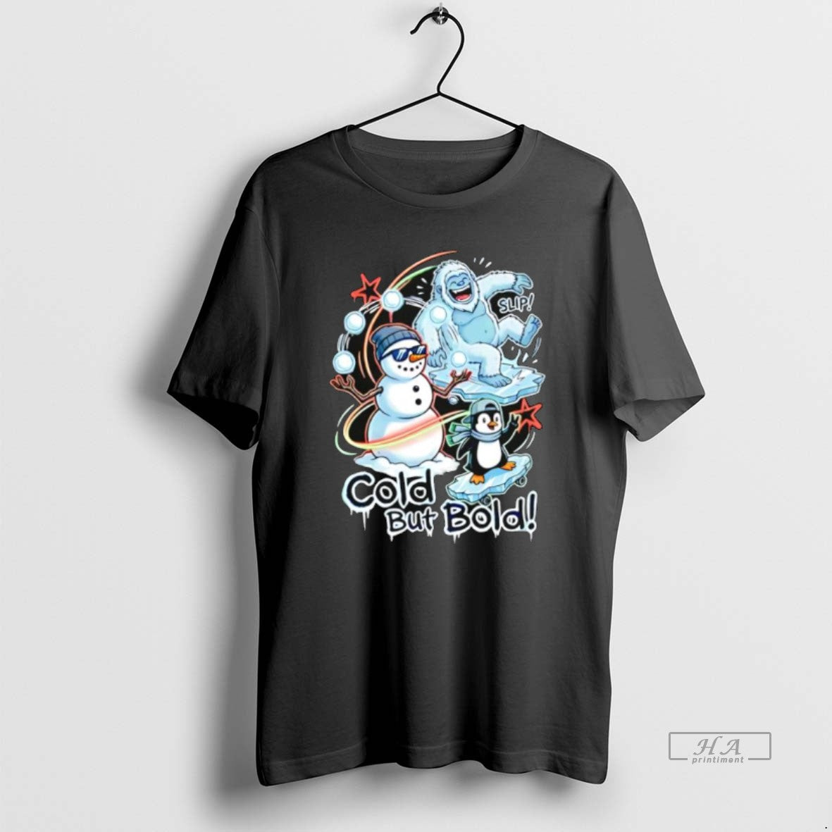 Official Cold But Bold Funny Snowman Yeti And Penguin Urban Christmas - clothing by TeeHivey.com