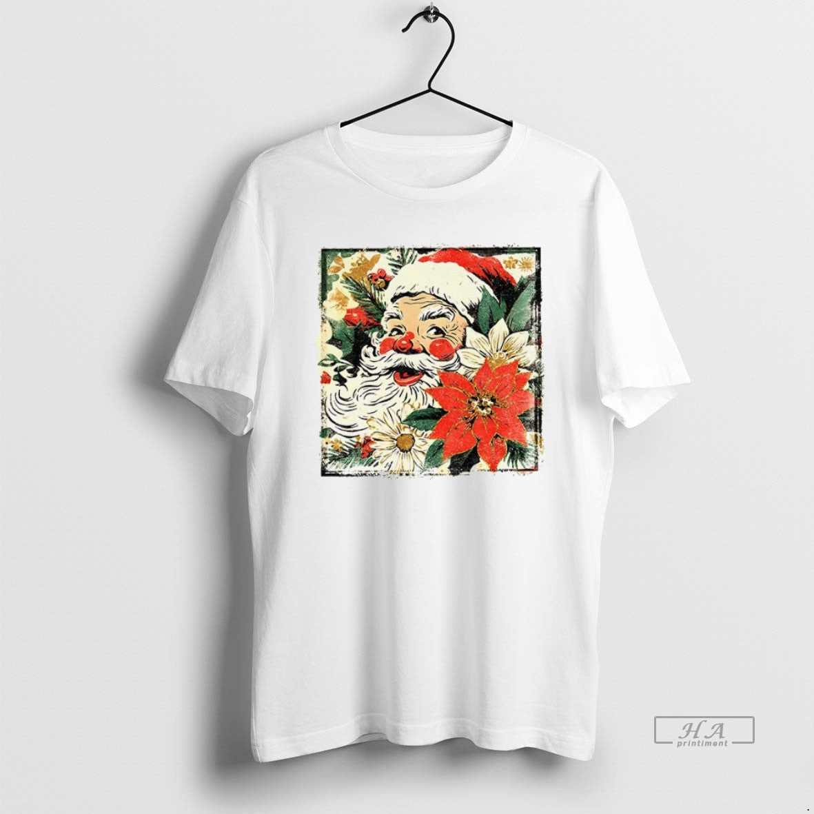 Official Cute Santa Claus Preppy Brushstroke Floral Santa Face Christmas - clothing by TeeHivey.com