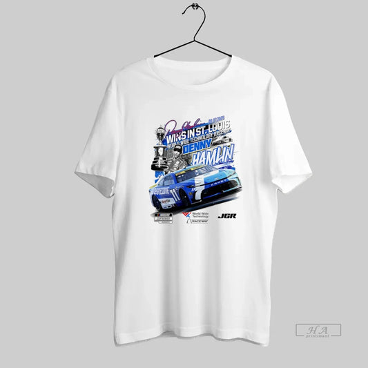 Official Denny Hamlin Checkered Flag 2025 Enjoy Illinois 300 Race Winner - clothing by TeeHivey.com