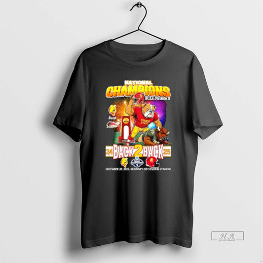 Official Ferris State Bulldogs Back To Back 2025 National Champions Mascot - clothing by TeeHivey.com