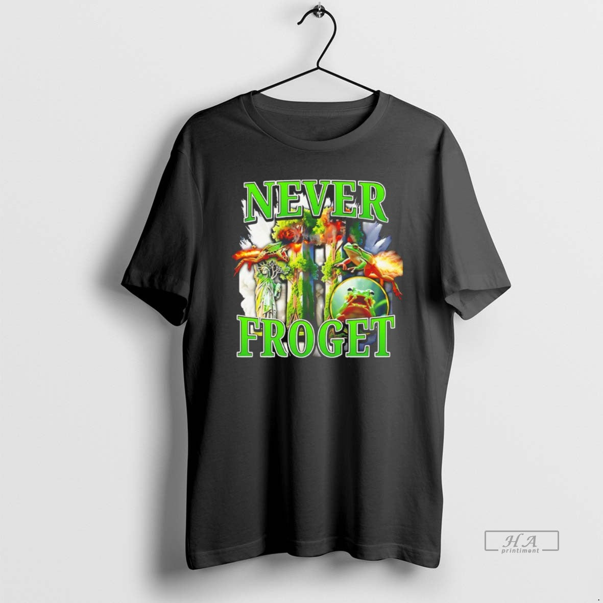 Official Frog Statue Of Liberty Never Froget - clothing by TeeHivey.com