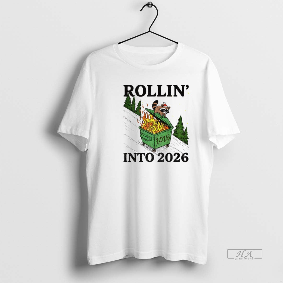 Official Funny Raccoon Feral Rollin Into 2026 Christmas Happy New Year - clothing by TeeHivey.com