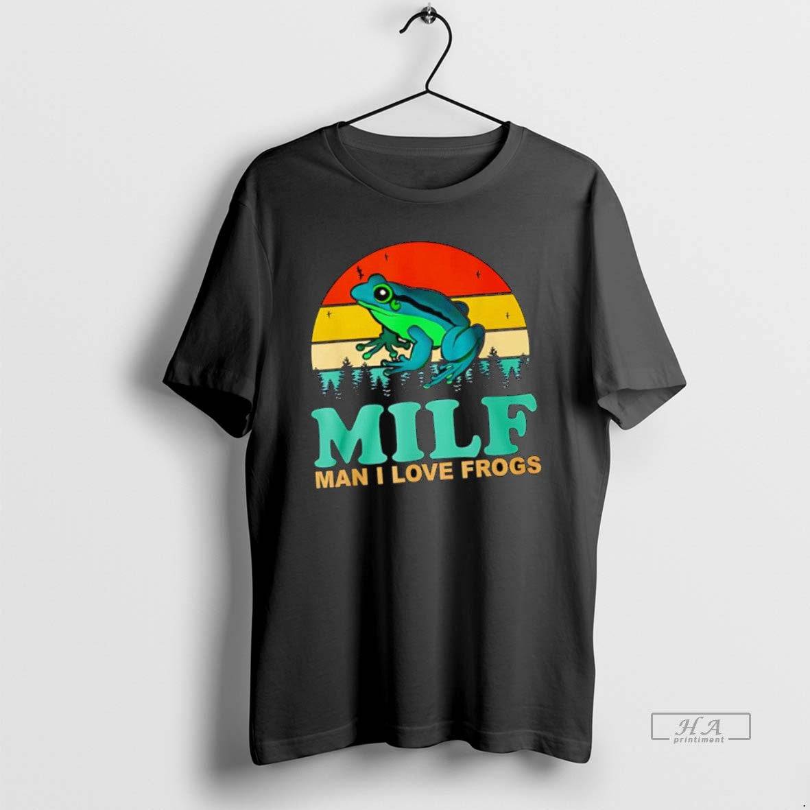 Official Green Frog Milf Man I Love Frogs Sunset Retro - clothing by TeeHivey.com