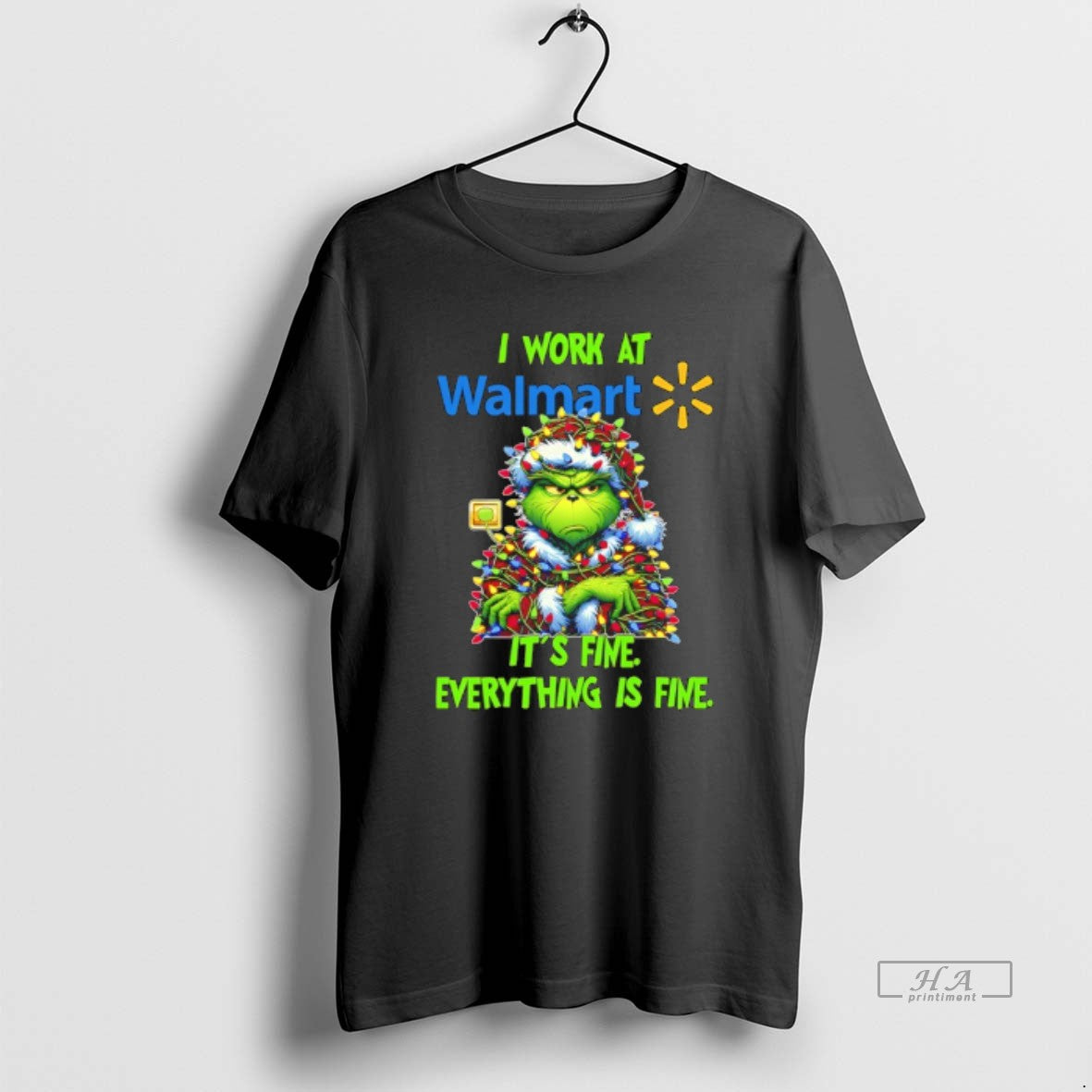 Official Grinch Christmas Light I Work At Walmart Its Fine Everything Is Fine - clothing by TeeHivey.com
